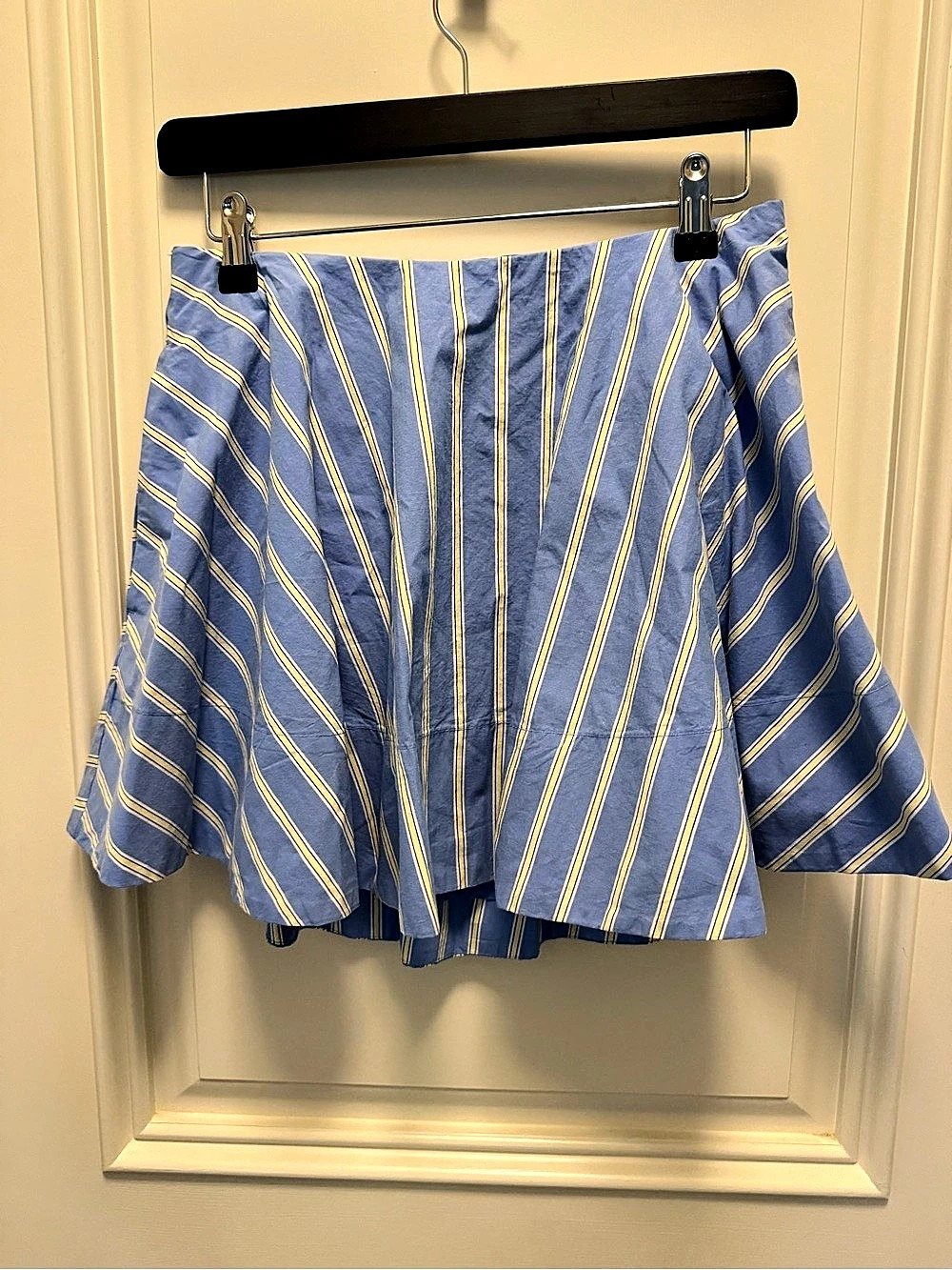 Abercrombie & Fitch Poplin Flounce Skirt Striped Skirt Blue & Yellow Small